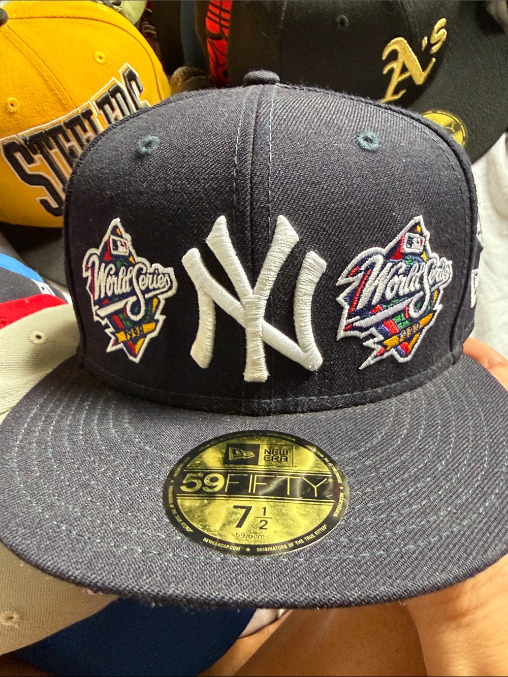 New Era Navy White NY Yankees 59FIFTY World Series Patch Fitted Cap